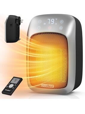 GiveBest Portable Space Heater - Silver & Black with Orange Grill